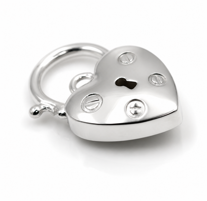 Sterling Silver 925 Bubble Heart 14.5mm Screw Polished Heart Padlock