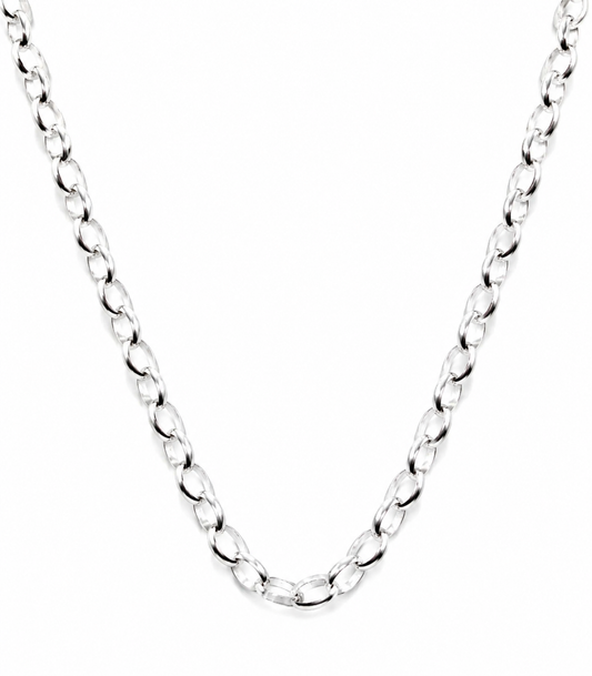 Genuine Sterling Silver 925 50cm Heavy Oval Belcher Link Chain Necklace
