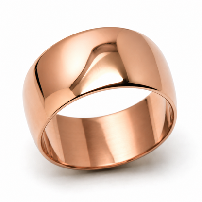 Genuine 9K 9ct 375 Yellow, Rose or White Gold Full Solid 10mm Wide Flat Edge Tube Band Ring - Choose your ring size H to P