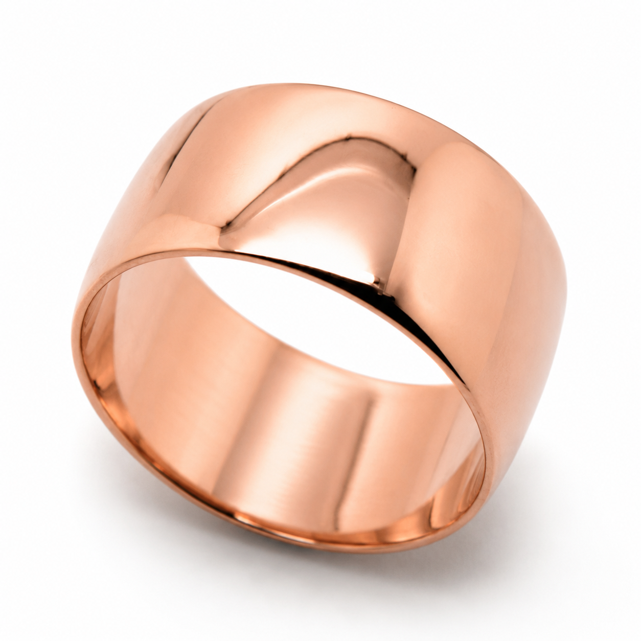 Genuine 9K 9ct 375 Yellow, Rose or White Gold Full Solid 10mm Wide Flat Edge Tube Band Ring - Choose your ring size H to P