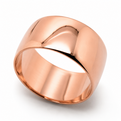 Genuine 9K 9ct 375 Yellow, Rose or White Gold Full Solid 10mm Wide Flat Edge Tube Band Ring - Choose your ring size H to P