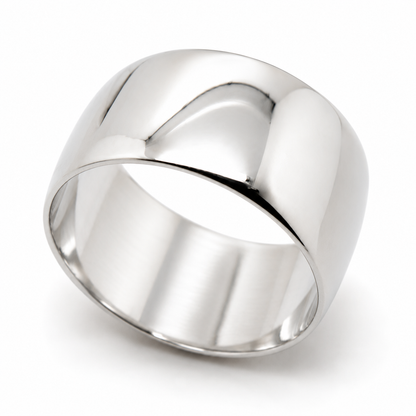 Genuine 9K 9ct 375 Yellow, Rose or White Gold Full Solid 10mm Wide Flat Edge Tube Band Ring - Choose your ring size H to P