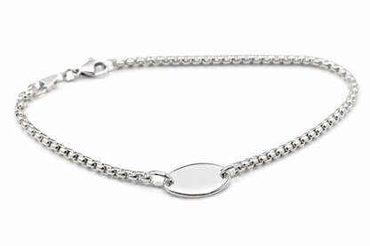 Sterling Silver 925 2.6mm Round Box Bracelet with Oval Engraving Shape