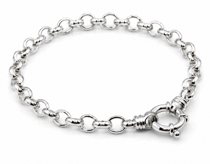 Kaedesigns 925 Sterling Silver Belcher bracelet with Bolt Ring 20cm
