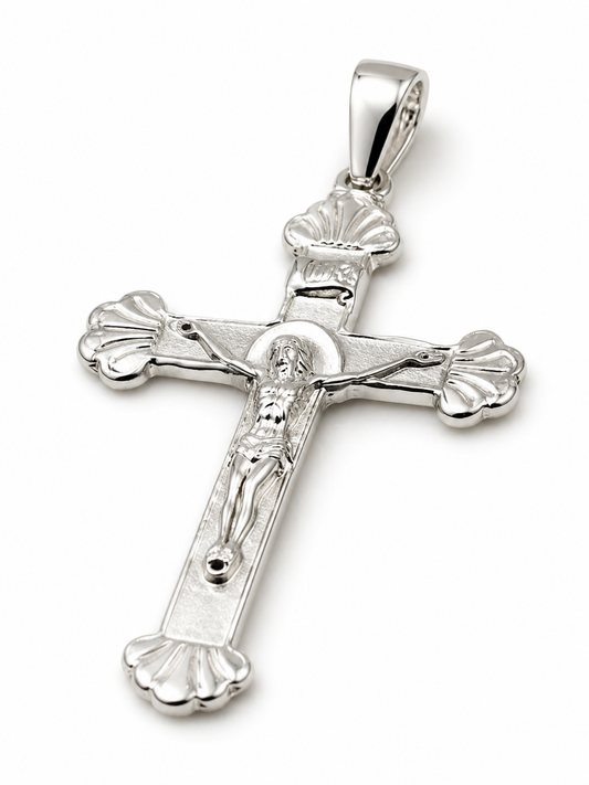 Genuine Sterling Silver 925 Large Crucifix Cross Pendant