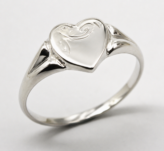 Kaedesigns Genuine Large Sterling Silver 925 Heart Signet Ring - Choose your size