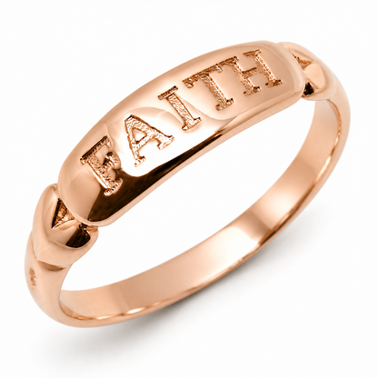 Size S Genuine Solid 9ct 9k 375 Yellow, Rose or White Gold Faith Ring