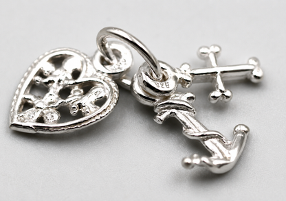 Genuine Sterling Silver 925 Faith Hope Charity Cross Charm Pendant Charm