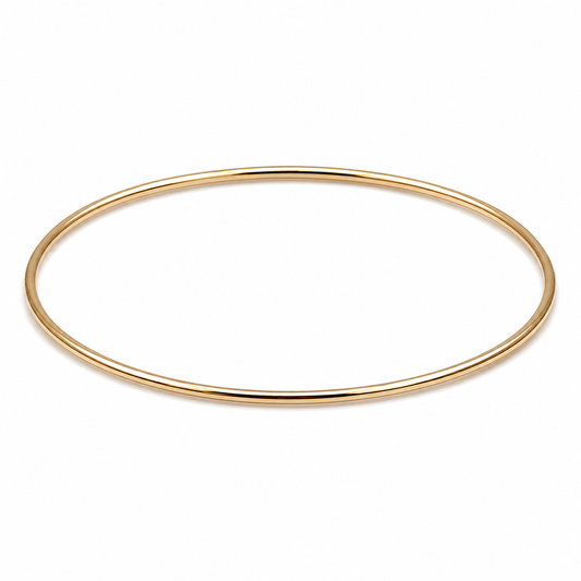 Genuine 9ct 9kt SOLID Yellow, Rose or White Gold Thin 1.3mm GOLF bangle 65mm inside diameter