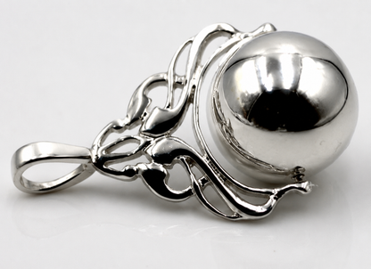 Sterling Silver 925 16mm Plain Ball Filigree Spinner Pendant
