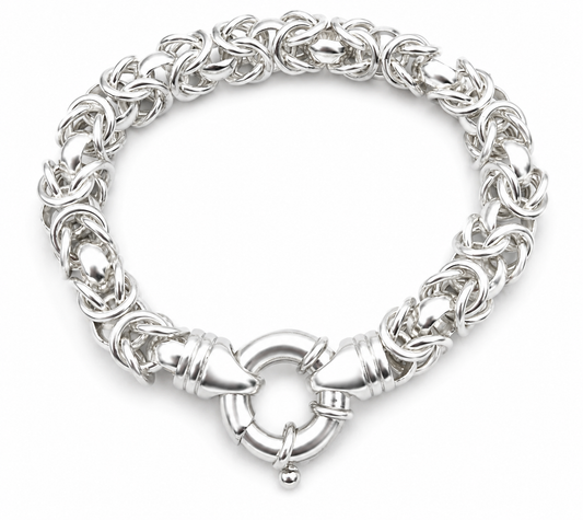 Fine Silver 999 Kerb Byzantine Heavy Bracelet 21cm 53g