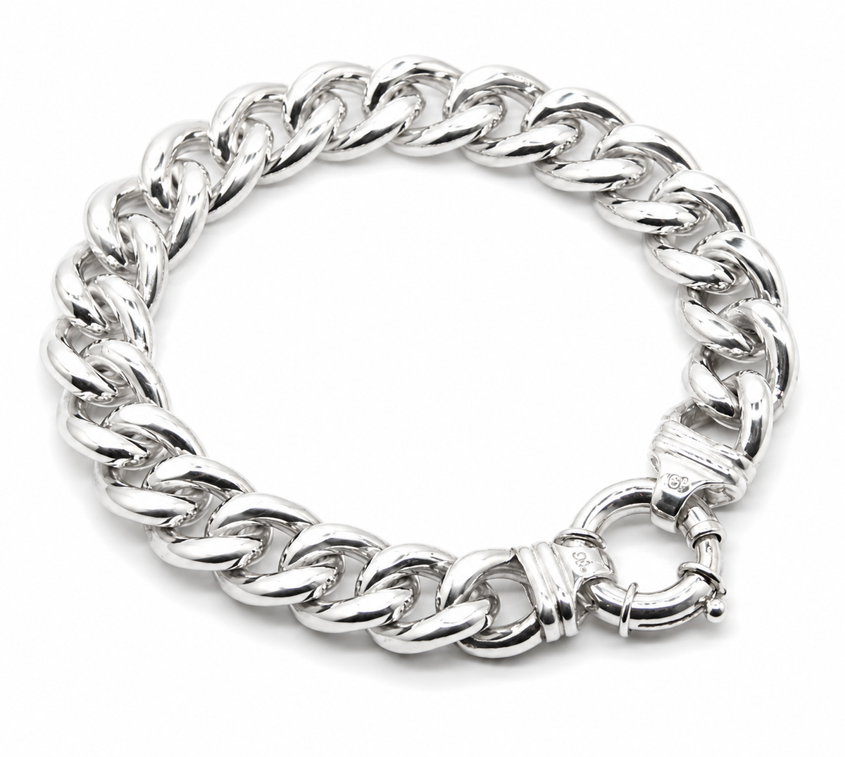 Fine Silver 999 Kerb Curb Bracelet 21cm 81.60grams