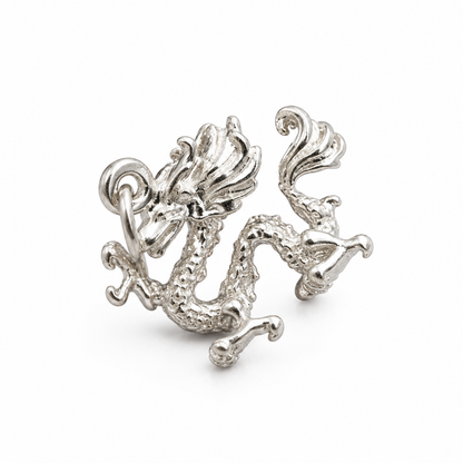 Genuine Sterling Silver 925 Large Chinese Dragon Charm Pendant