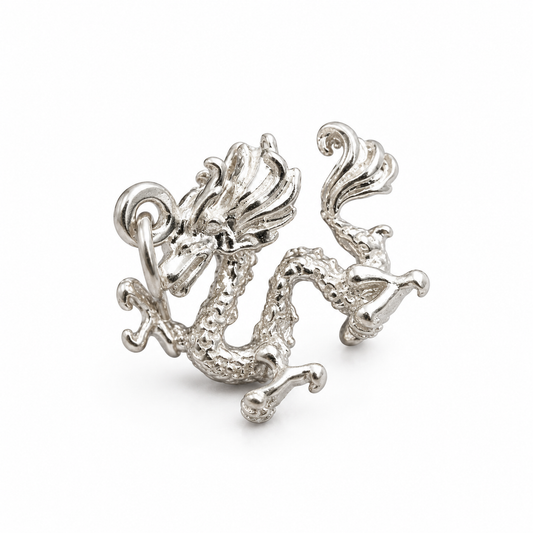 Genuine Sterling Silver 925 Large Chinese Dragon Charm Pendant