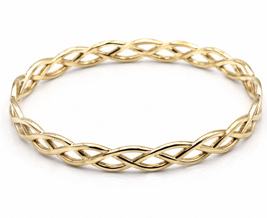 Kaedesigns New Genuine 9ct Yellow, Rose or White Gold Celtic Knot Oval Bangle 7.2cm X 5.2cm