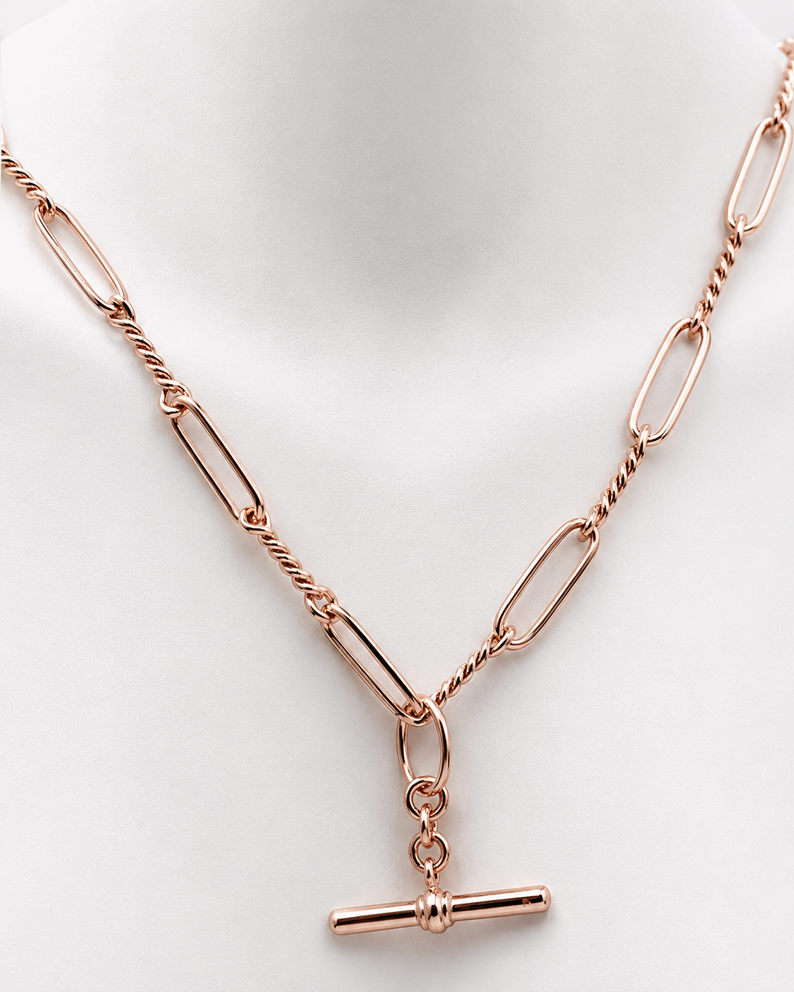 Handmade 50cm or 60cm 9ct 9k Yellow, Rose or White Gold Paper Clip Chain Necklace with T-Bar + Swivels