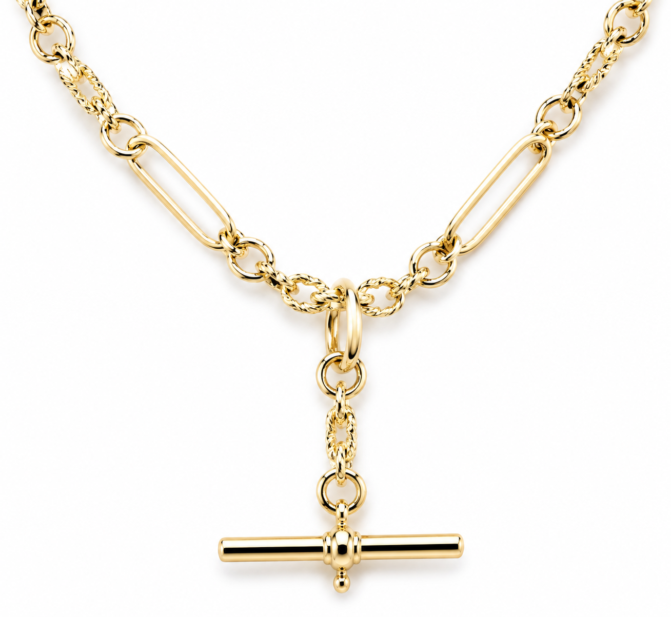 Genuine 9ct 9k 375 Yellow, Rose or White Gold Handmade Solid Fancy Paperclip FOB Necklace Chain 55cm