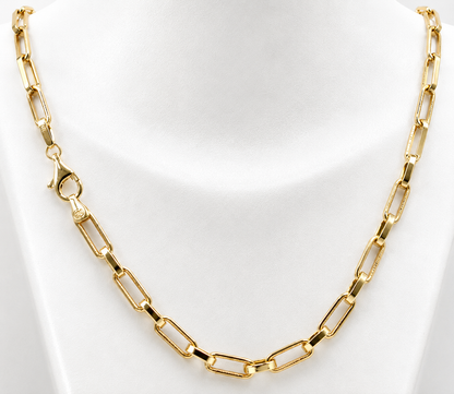 Genuine 60cm 18ct 18k 750 Yellow Gold Paper Clip Necklace Chain