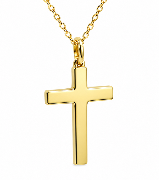 Genuine 750 18k 18ct Yellow Gold Diamond Cut Anchor 60cm + 18ct Cross Pendant