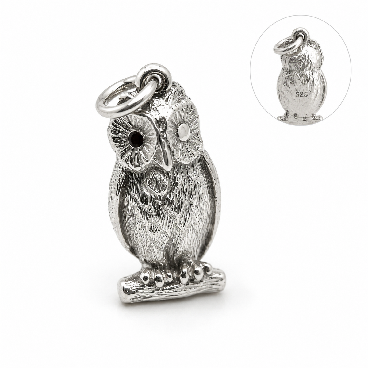 Heavy Genuine Sterling Silver 925 3D Heavy Owl Pendant