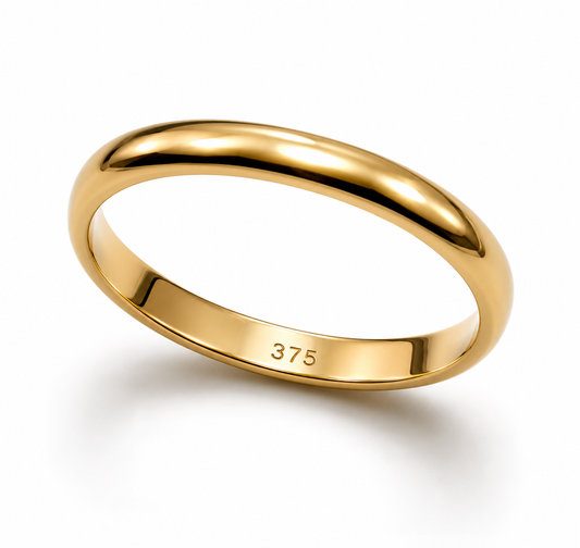 Genuine Solid 9ct 9k 375 Yellow, Rose or White Gold Wedding Band Ring 2.6mm - Choose your ring size