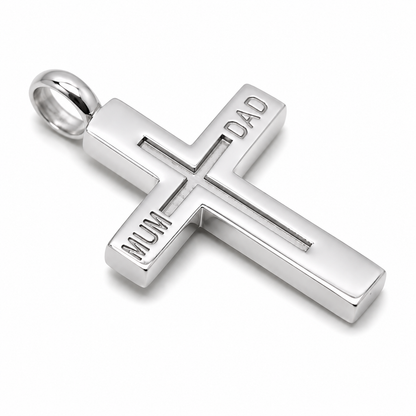 Kaedesigns Genuine Sterling Silver 925 Love Mum & Dad Cross Pendant