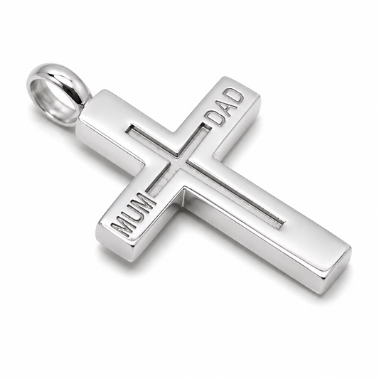 Kaedesigns Genuine Sterling Silver 925 Love Mum & Dad Cross Pendant