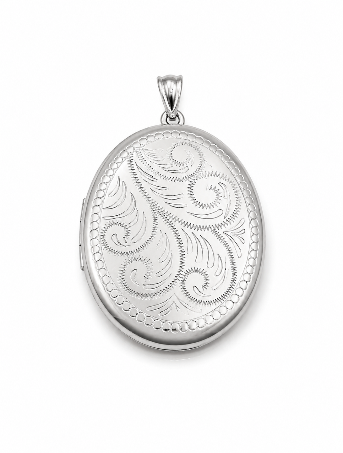 Sterling Silver 925 Oval Engraved Pendant Locket 2 photos