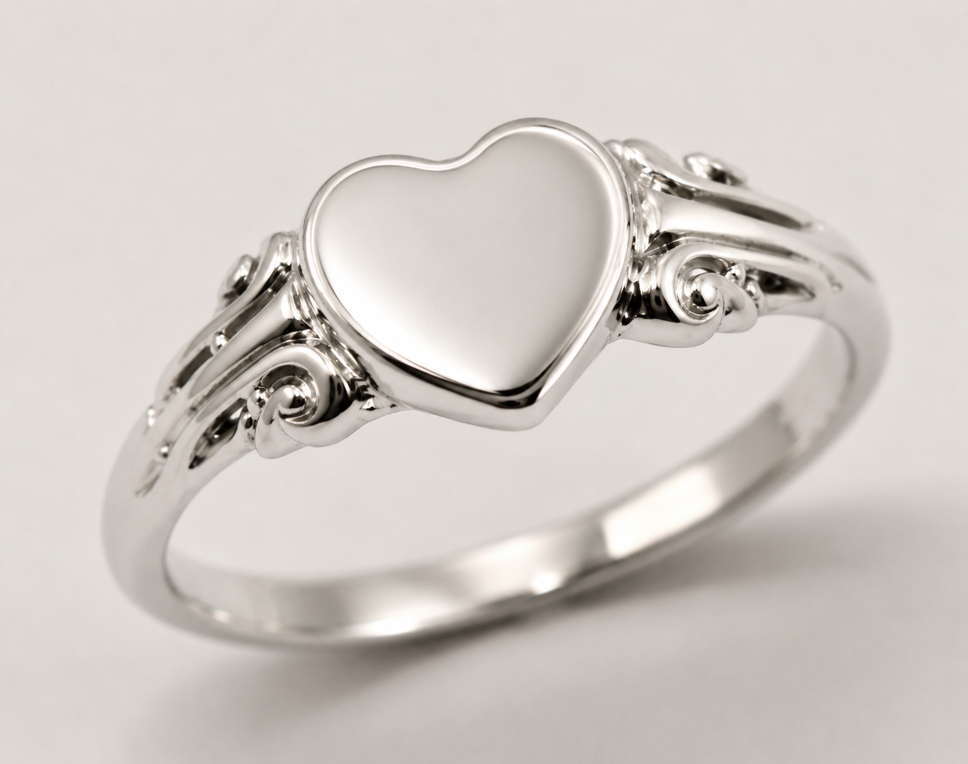Kaedesigns, Genuine 925 Solid Sterling Silver Heart Signet Ring - Choose your size H to P
