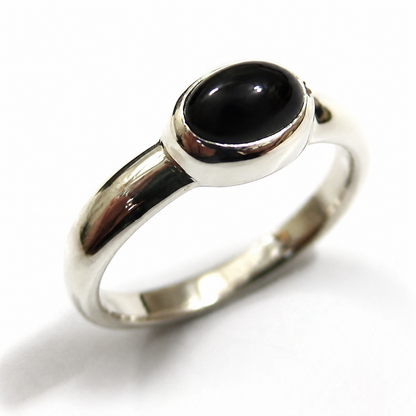 Genuine Sterling Silver 925 Black Oval Ring