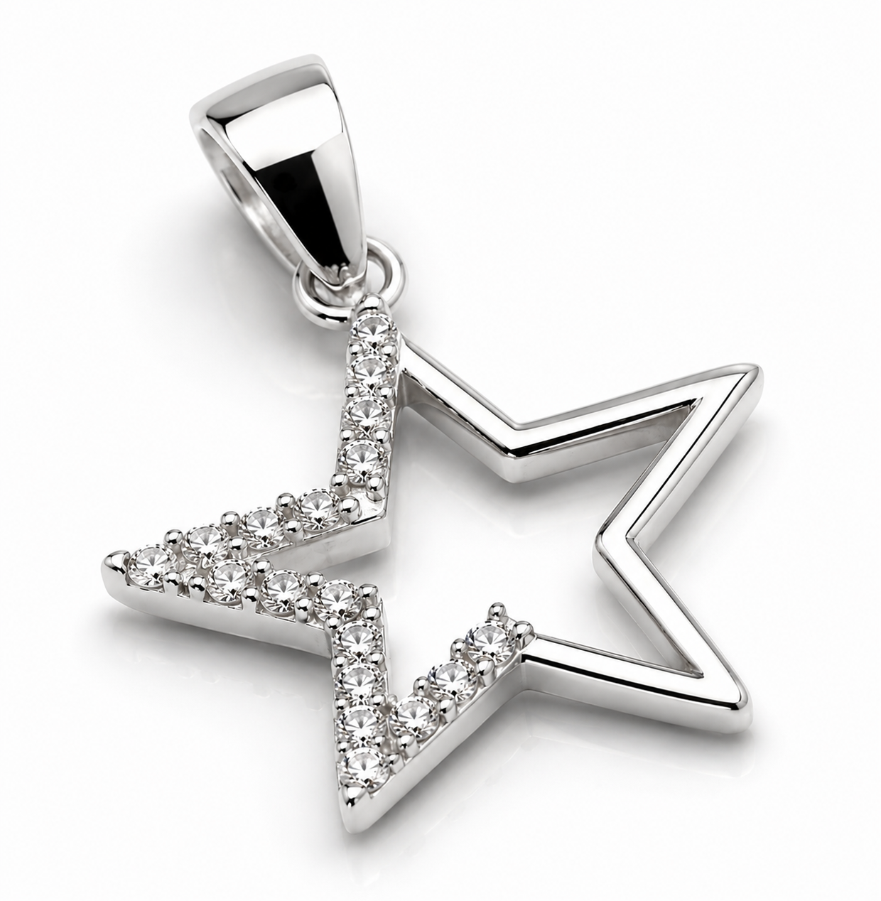 Genuine Sterling Silver 925 Cubic Zirconia Star Pendant Charm