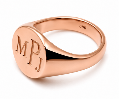 Full Solid Heavy 14ct 14K 585 Rose Gold Oval Signet Ring Size K + Engraving
