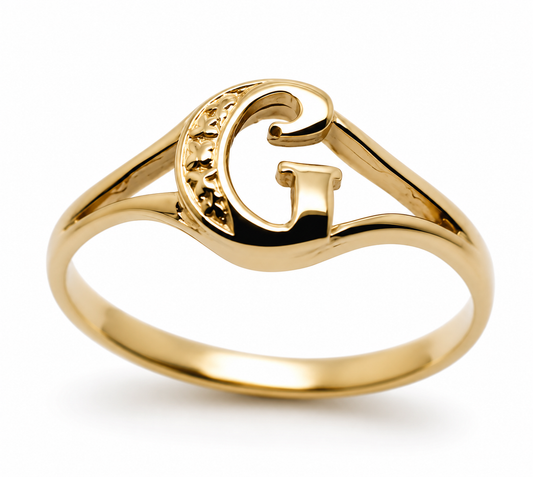 Genuine Delicate 9ct 375 Yellow, Rose or White Gold Initial Ring G