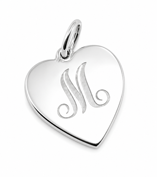 Sterling Silver 925 Heart Shield Pendant Or Charm plus engraving of upto 2 initials