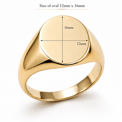 Genuine 375 9kt 9ct Yellow, Rose or White Gold Full Solid 12mm x 16mm Heavy Signet Ring - Choose your ring size G to Z