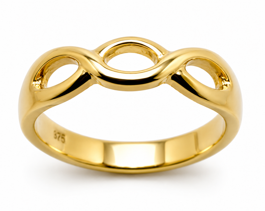 Genuine 9ct 9k 375 Yellow, Rose, White Gold or Sterling Silver Infinity Love Ring - Choose your size H to N