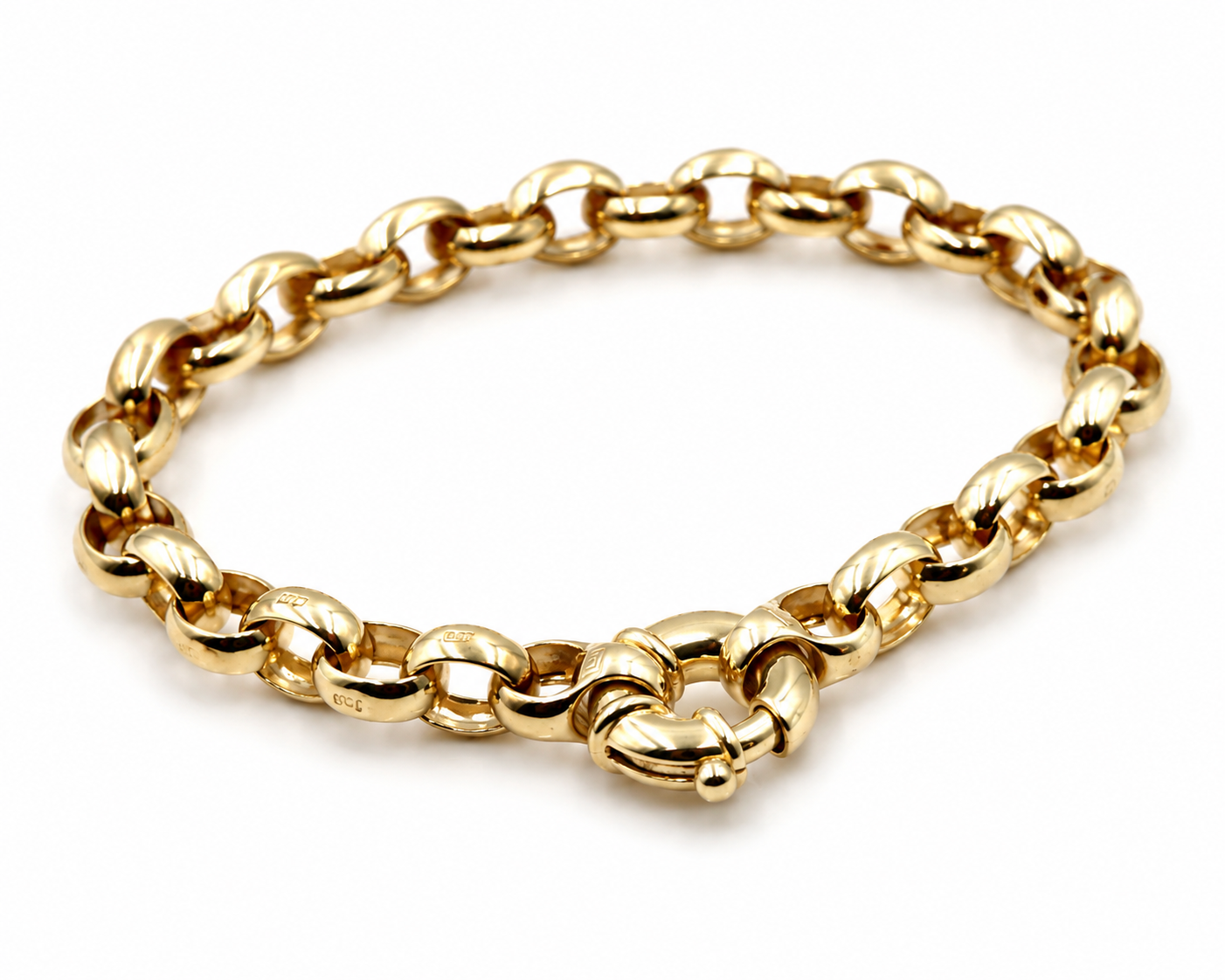 Genuine 19cm 9ct 9kt 375 Solid Yellow Gold Solid Oval Belcher Bracelet