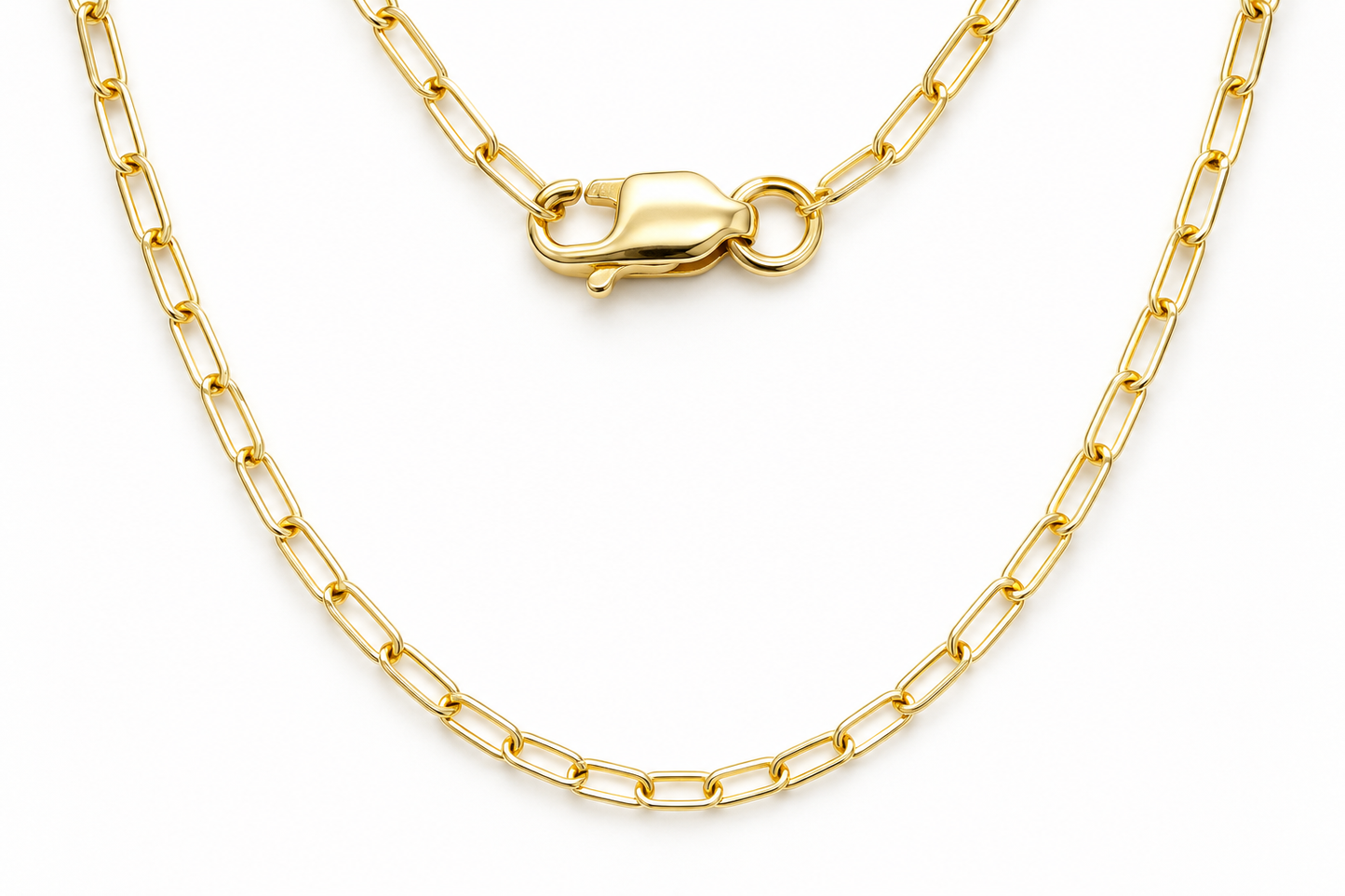 Genuine 9ct 9k 375 Yellow Gold Paper Clip Paperclip 45cm Necklace