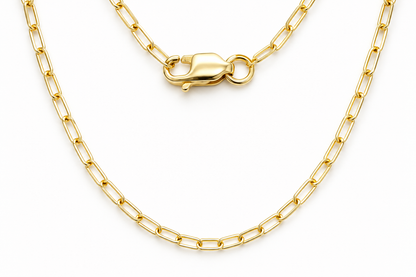 Genuine 9ct 9k 375 Yellow Gold Paper Clip Paperclip 45cm Necklace