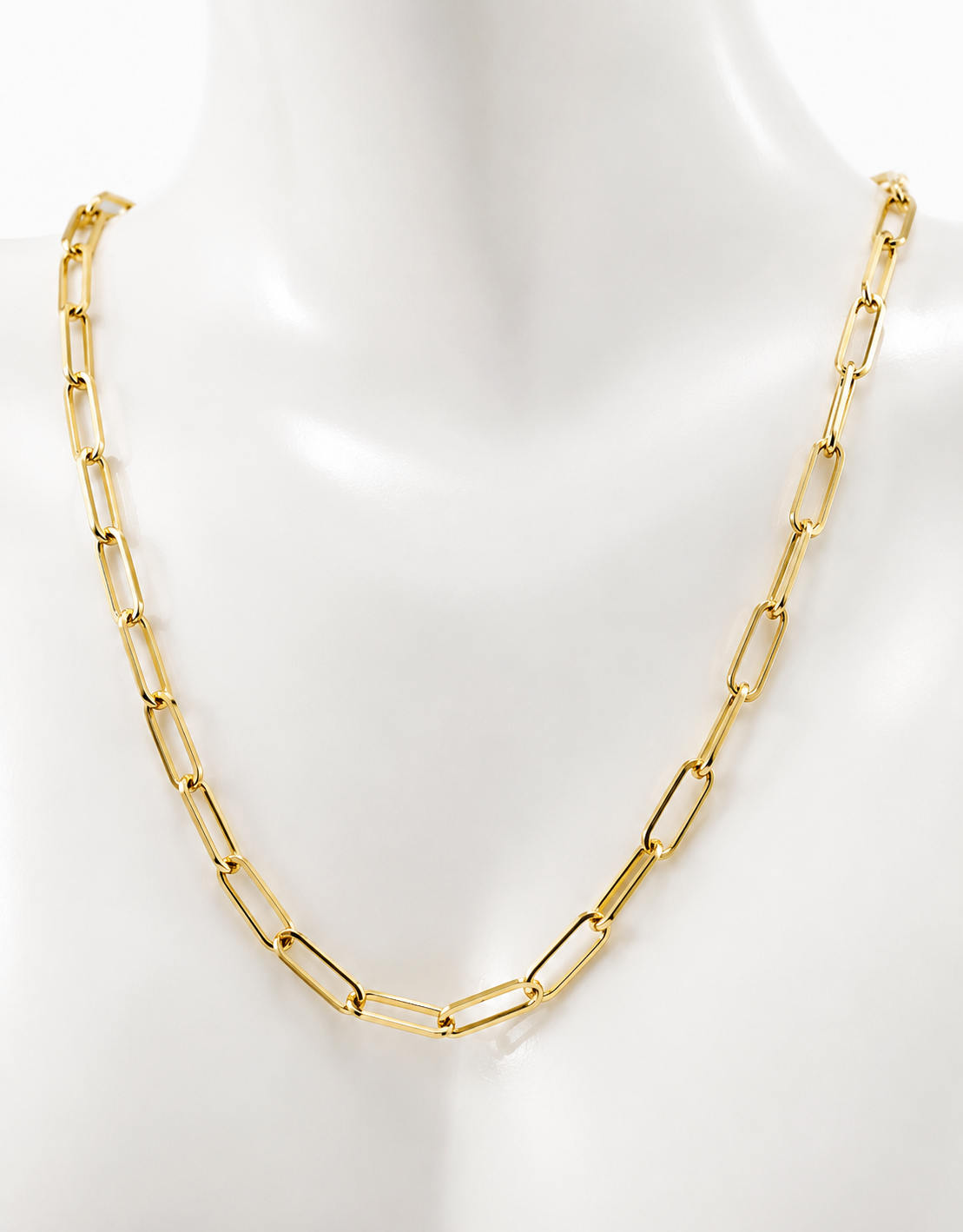 Genuine 9ct 9K 375 Yellow, Rose or White Gold Handmade Solid Paperclip Necklace Chain 50cm