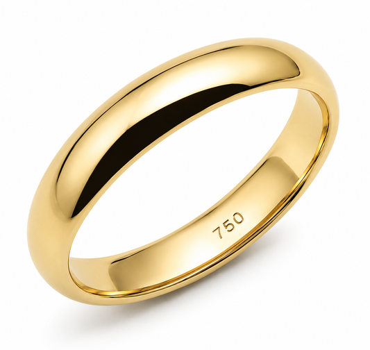 Genuine 18ct 18k 750 Yellow Gold 4.5mm Wide Wedding Band - Choose your ring size H to P