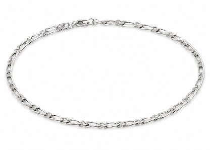 Genuine Sterling Silver 925 Figaro Charm bracelet 19cm long