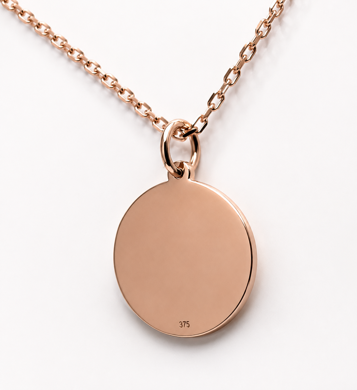 Genuine 9ct 9k 375 Rose Gold Anchor Chain Necklace 50cm + Pendant 20mm Disc Pendant