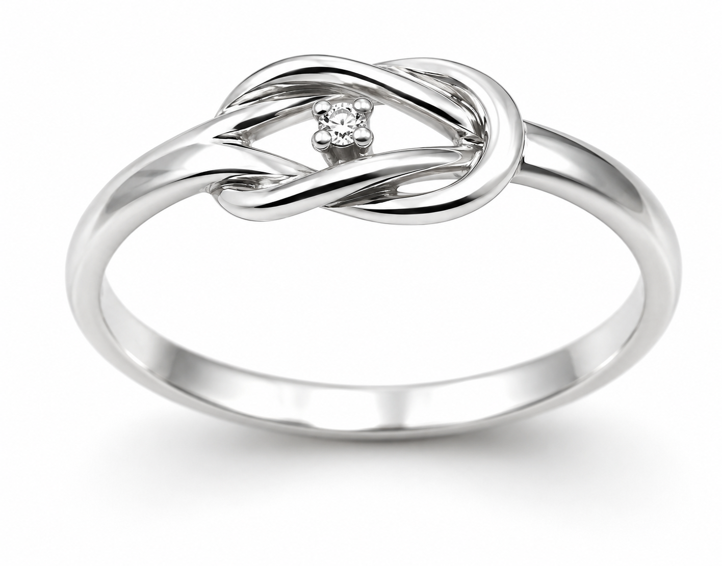 Genuine New Sterling Silver 925 Infinity Diamond Knot Ring Size N / 6.5