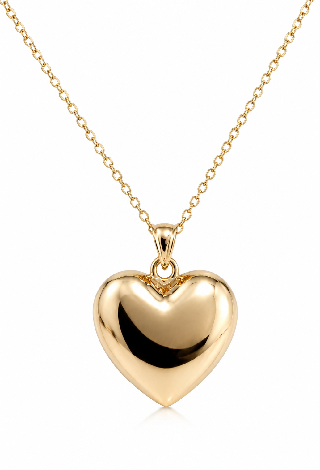Genuine 9ct 9k 375 Medium Bubble Yellow Gold Heart Pendant + 45cm Necklace Chain
