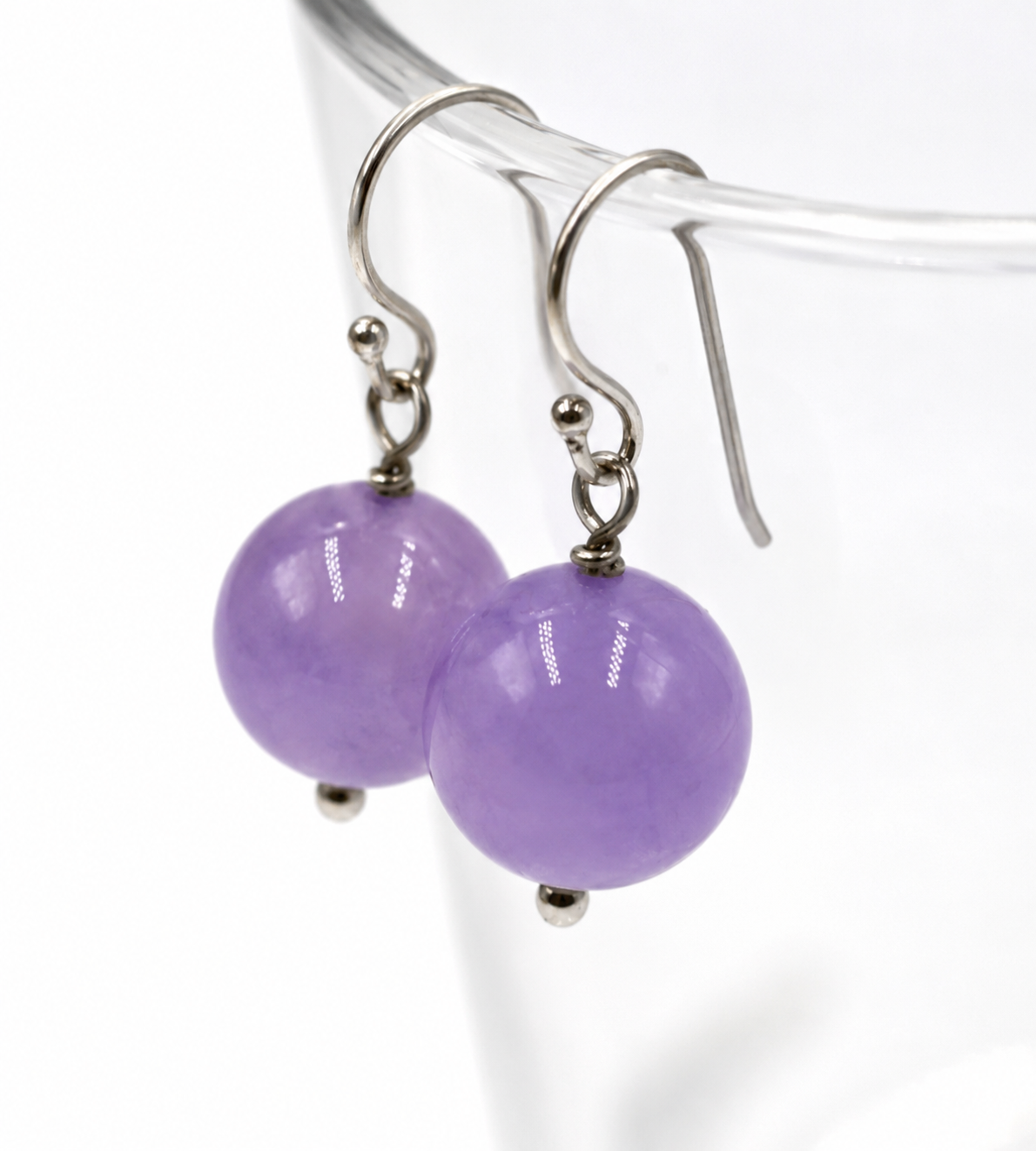Kaedesigns Sterling Silver 925 12mm Lavender Amethyst Bead Ball Earrings