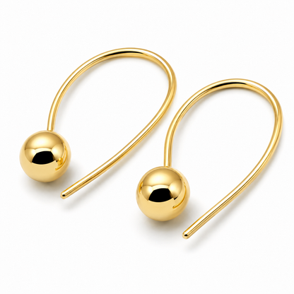 Genuine Large Hooks 9ct 9k 375 Yellow, Rose or White Gold 10mm Euro Ball Drop Earrings