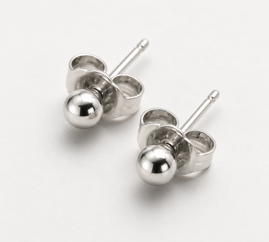 Kaedesigns Genuine 14ct 14k White Gold 3mm Stud Ball Earrings