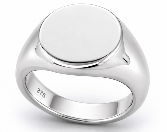 Genuine Full Solid Heavy New 9ct 9k White Gold Oval Signet Ring Size I 1/2