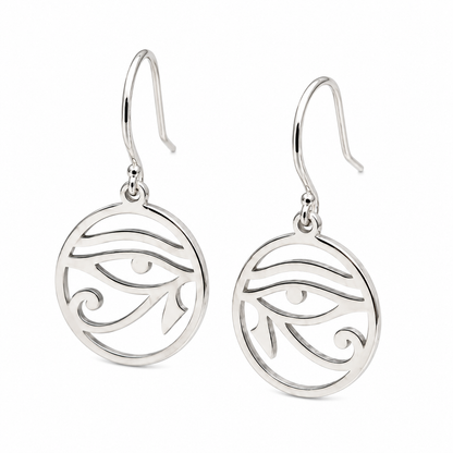 Kaedesigns Sterling Silver 925 Eye of Horus Egyptian Hook Earrings
